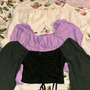 SHEIN 3 Ruched Crop Top Set